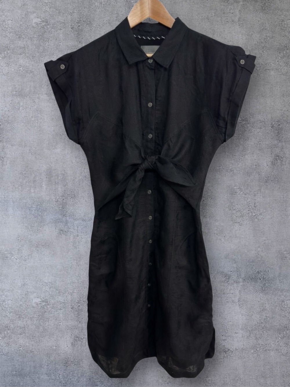 Anthropologie Kamryn Linen Blend Floral Button-Front Tie Shirt Dress size 8 - Picture 2 of 11